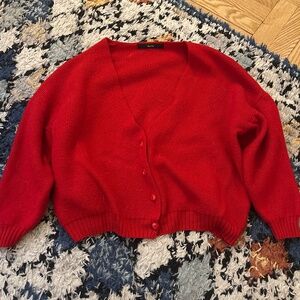 Diarte Lana Merino Wool Knit Red Cardigan XS